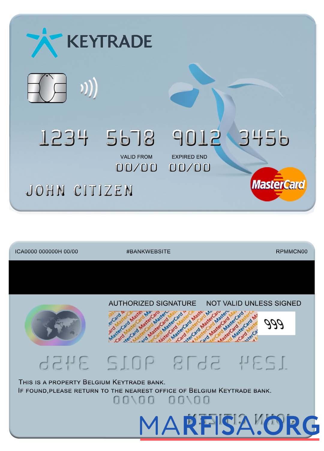 Blank Belgium Keytrade bank mastercard download for verification